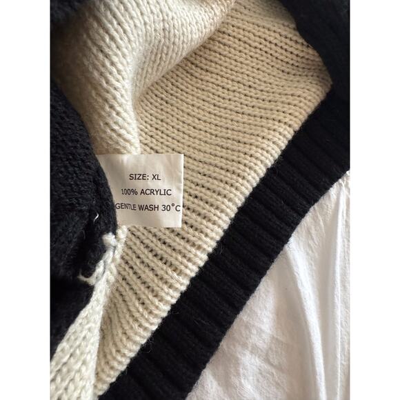 Max Bone Apres Ski Black & Cream Knit Dog Sweater Sz XL Cozy Winter Pet Pullover - Picture 6 of 11